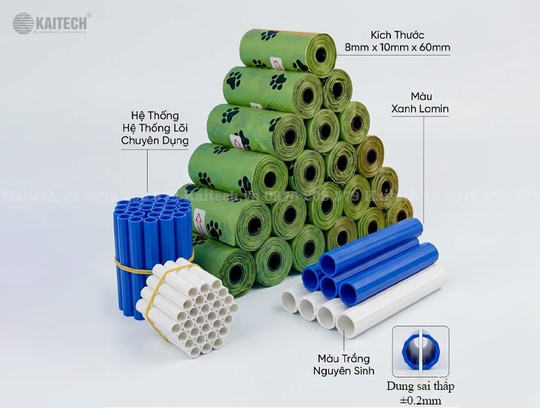 Lõi nhựa cuộn túi đựng rác chất thải thú cưng (phi 8mm)